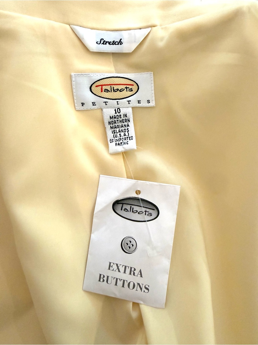 Talbots Petites Stretch Blazer Butter Yellow Cotton Blend Size 10P NWT - Picture 7 of 11